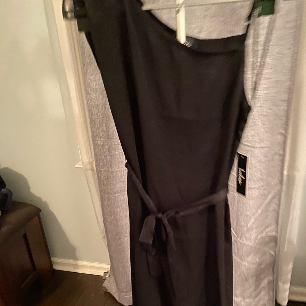 womens black satin slip dress